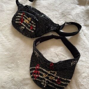 Sequin Fanny Pack and Visor Set